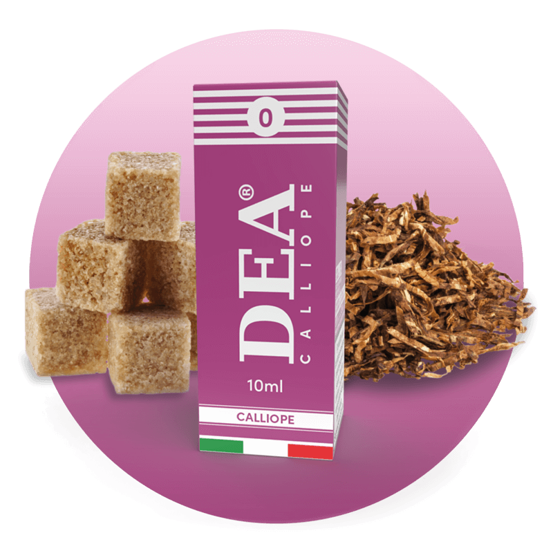 Calliope liquido pronto 10ml senza nicotina DEA Flavor con tabacco biondo e dolce - Confezione e ingredienti - Negozio sigarette elettroniche MoarSvapo Fabriano
