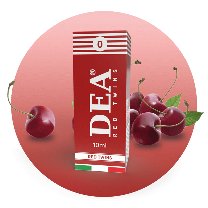 Red Twins liquido pronto 10ml senza nicotina DEA Flavor con ciliegia - Confezione e ingredienti - Negozio sigarette elettroniche MoarSvapo Fabriano