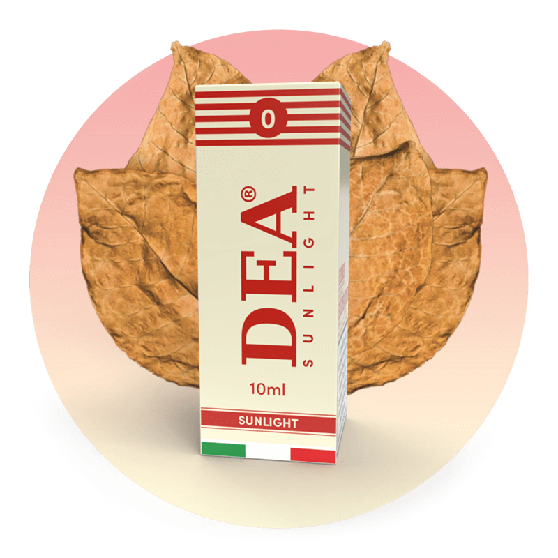 Sunlight liquido pronto 10ml senza nicotina DEA Flavor con estratto naturale di foglie di tabacco - Confezione e ingredienti - Negozio sigarette elettroniche MoarSvapo Fabriano