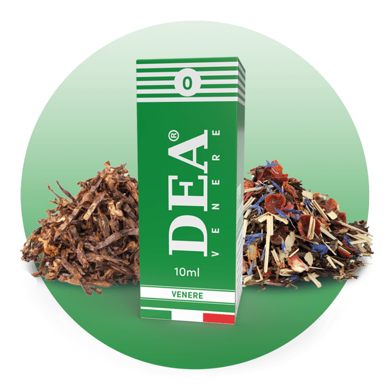 Venere liquido pronto 10ml senza nicotina DEA Flavor con tabacco secco e legnoso - Confezione e ingredienti - Negozio sigarette elettroniche MoarSvapo Fabriano