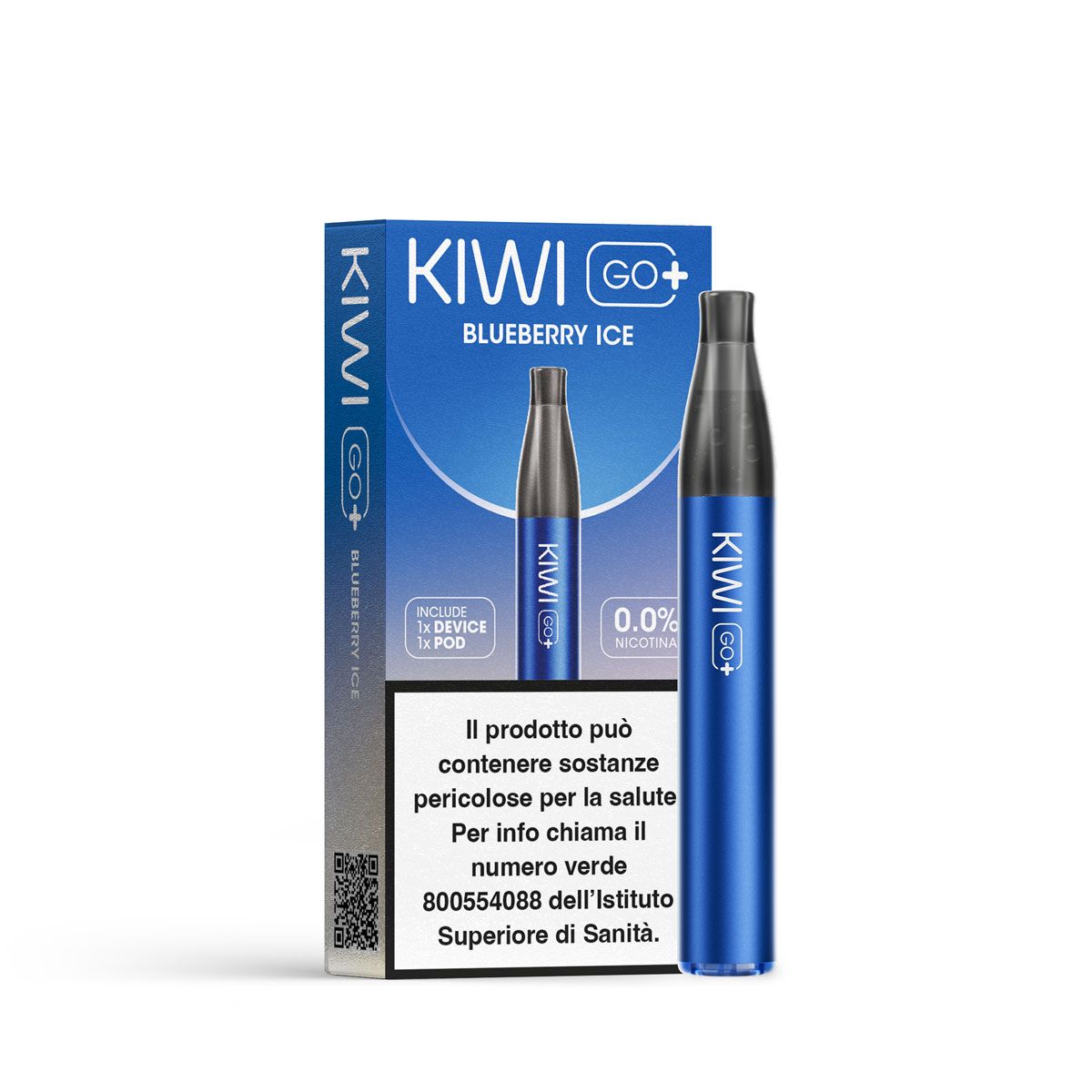 Kiwi Go+ Blueberry Ice – Sigaretta elettronica ricaricabile 500mAh con pod 2ml gusto mirtillo ghiacciato senza nicotina