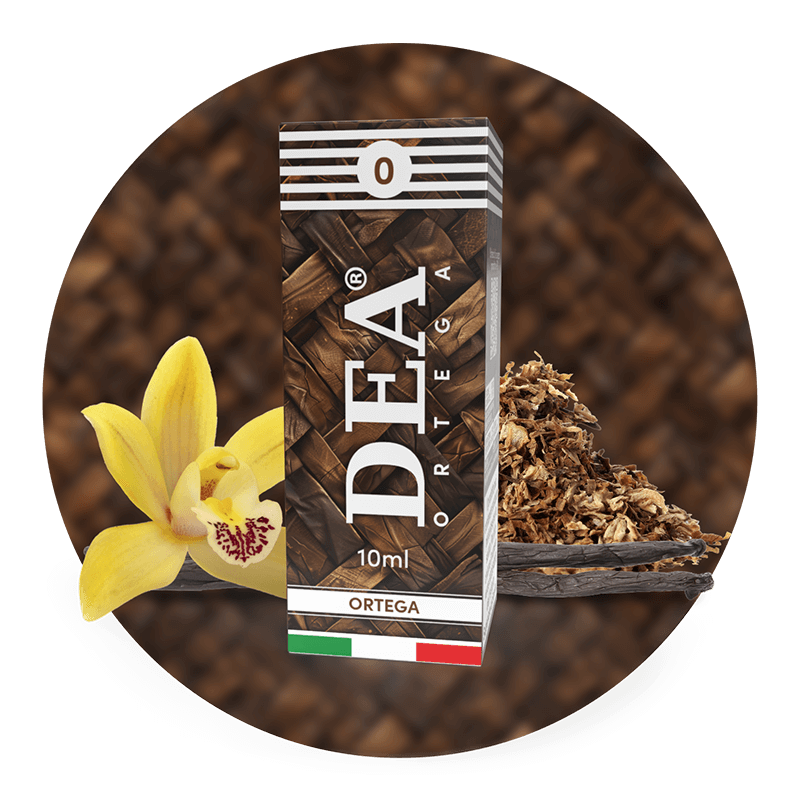 Ortega liquido pronto 10ml senza nicotina DEA Flavor con tabacco Latakia e vaniglia - Confezione e ingredienti - Negozio sigarette elettroniche MoarSvapo Fabriano
