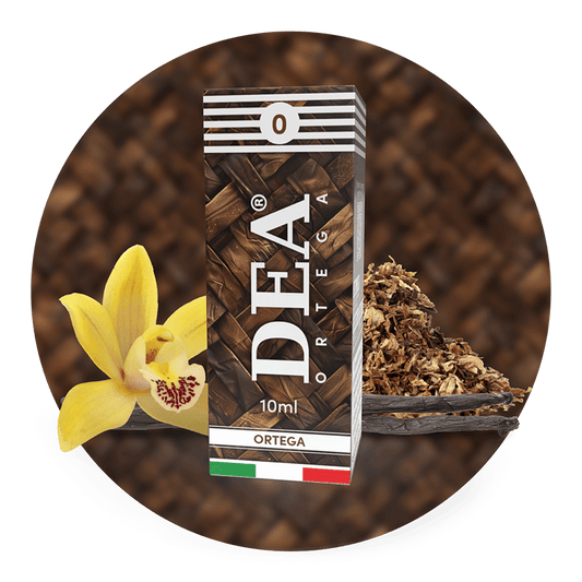 Ortega liquido pronto 10ml senza nicotina DEA Flavor con tabacco Latakia e vaniglia - Confezione e ingredienti - Negozio sigarette elettroniche MoarSvapo Fabriano
