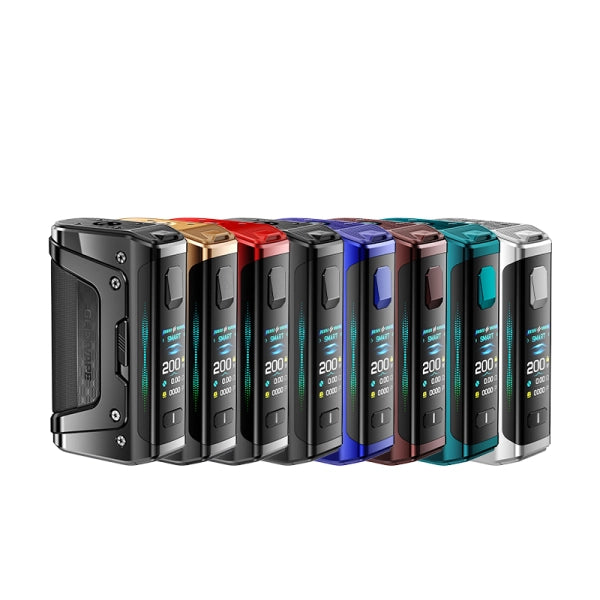 Geekvape Legend 5 Aegis vista laterale grip pelle premium box mod