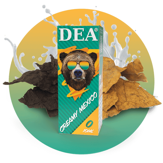 Creamy Mexico liquido pronto 10ml senza nicotina DEA Flavor con tabacco Latakia, Virginia e crema di latte - Confezione e ingredienti - Negozio sigarette elettroniche MoarSvapo Fabriano
