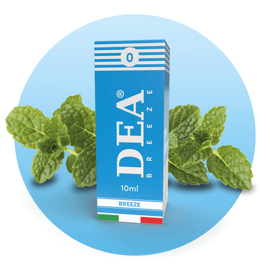 Breeze liquido pronto 10ml senza nicotina DEA Flavor con menta piperita - Confezione e ingredienti - Negozio sigarette elettroniche MoarSvapo Fabriano
