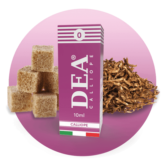 Calliope liquido pronto 10ml senza nicotina DEA Flavor con tabacco biondo e dolce - Confezione e ingredienti - Negozio sigarette elettroniche MoarSvapo Fabriano
