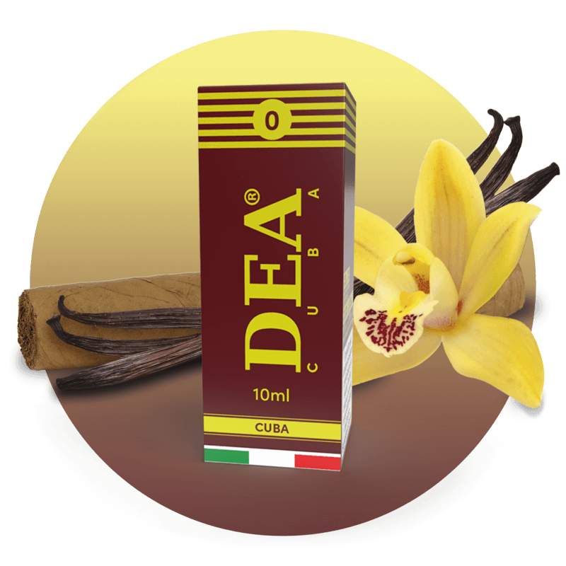 Cuba liquido pronto 10ml senza nicotina DEA Flavor con sigaro cubano e vaniglia del Madagascar - Confezione e ingredienti - Negozio sigarette elettroniche MoarSvapo
