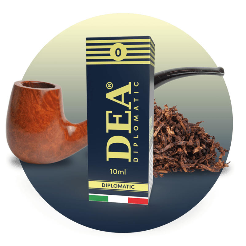 Diplomatic liquido pronto 10ml senza nicotina DEA Flavor con tabacco scuro da pipa - Confezione e ingredienti - Negozio sigarette elettroniche MoarSvapo Fabriano

