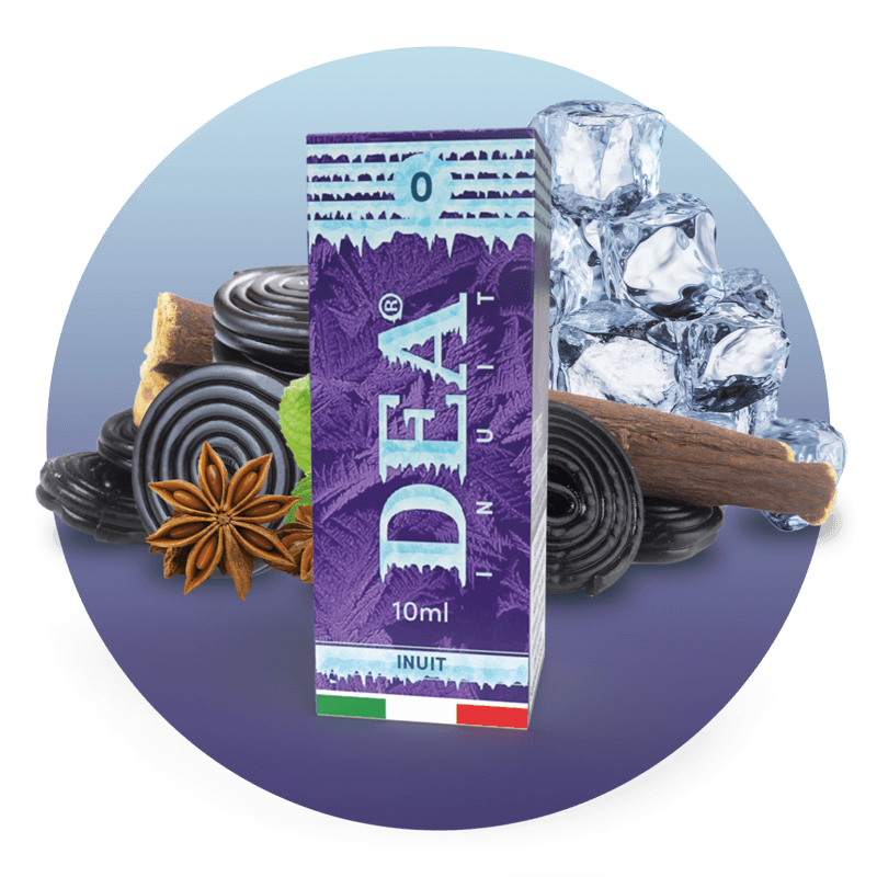 Inuit liquido pronto 10ml senza nicotina DEA Flavor con anice stellato e liquirizia ghiacciati - Confezione e ingredienti - Negozio sigarette elettroniche MoarSvapo Fabriano
