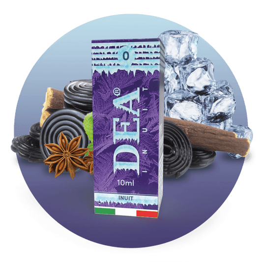 Inuit liquido pronto 10ml senza nicotina DEA Flavor con anice stellato e liquirizia ghiacciati - Confezione e ingredienti - Negozio sigarette elettroniche MoarSvapo Fabriano
