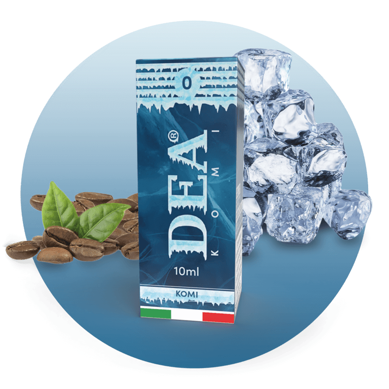Komi liquido pronto 10ml senza nicotina DEA Flavor con caffè ghiacciato - Confezione e ingredienti - Negozio sigarette elettroniche MoarSvapo Fabriano

