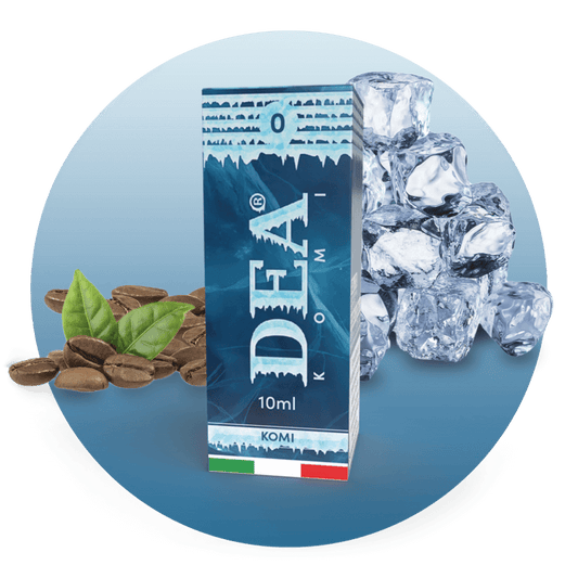 Komi liquido pronto 10ml senza nicotina DEA Flavor con caffè ghiacciato - Confezione e ingredienti - Negozio sigarette elettroniche MoarSvapo Fabriano
