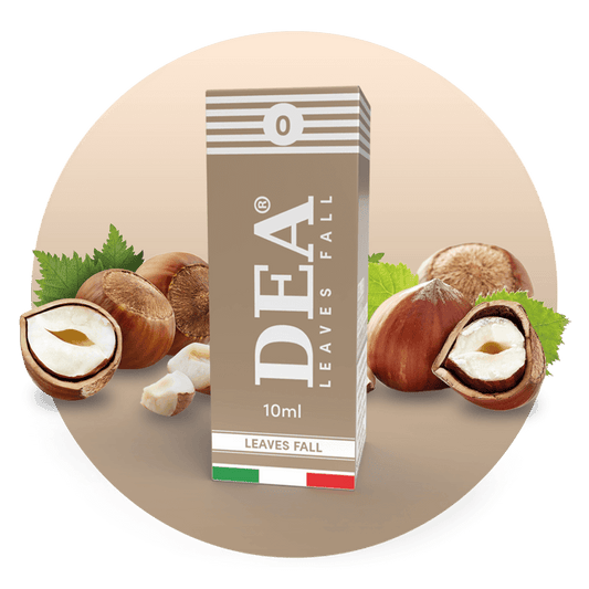 Leaves Fall liquido pronto 10ml senza nicotina DEA Flavor con nocciola piemontese - Confezione e ingredienti - Negozio sigarette elettroniche MoarSvapo Fabriano
