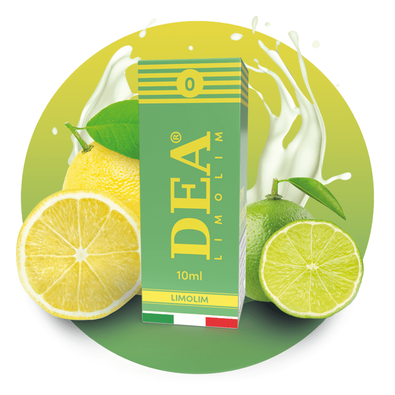 Limolim liquido pronto 10ml senza nicotina DEA Flavor con crema al lime e limone - Confezione e ingredienti - Negozio sigarette elettroniche MoarSvapo Fabriano
