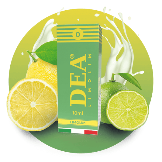 Limolim liquido pronto 10ml senza nicotina DEA Flavor con crema al lime e limone - Confezione e ingredienti - Negozio sigarette elettroniche MoarSvapo Fabriano
