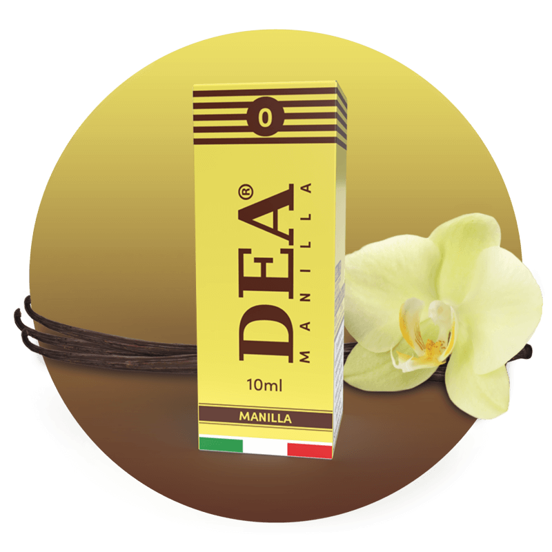 Manilla liquido pronto 10ml senza nicotina DEA Flavor con vaniglia - Confezione e ingredienti - Negozio sigarette elettroniche MoarSvapo Fabriano
