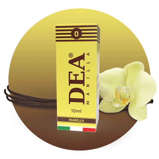 Manilla liquido pronto 10ml senza nicotina DEA Flavor con vaniglia - Confezione e ingredienti - Negozio sigarette elettroniche MoarSvapo Fabriano
