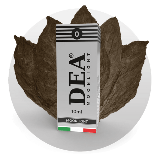 Moonlight liquido pronto 10ml senza nicotina DEA Flavor con tabacco nero intenso - Confezione e ingredienti - Negozio sigarette elettroniche MoarSvapo Fabriano
