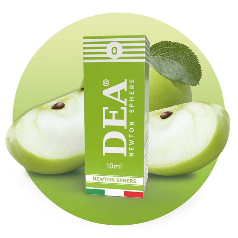 Newton Sphere liquido pronto 10ml senza nicotina DEA Flavor con mela verde - Confezione e ingredienti - Negozio sigarette elettroniche MoarSvapo Fabriano
