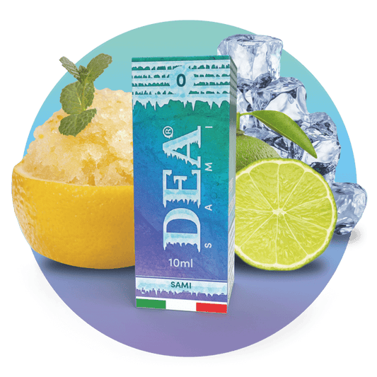 Sami liquido pronto 10ml senza nicotina DEA Flavor con lime e cedro ghiacciati - Confezione e ingredienti - Negozio sigarette elettroniche MoarSvapo Fabriano

