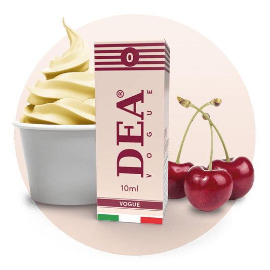 Vogue liquido pronto 10ml senza nicotina DEA Flavor con gelato all'amarena e vaniglia - Confezione e ingredienti - Negozio sigarette elettroniche MoarSvapo Fabriano
