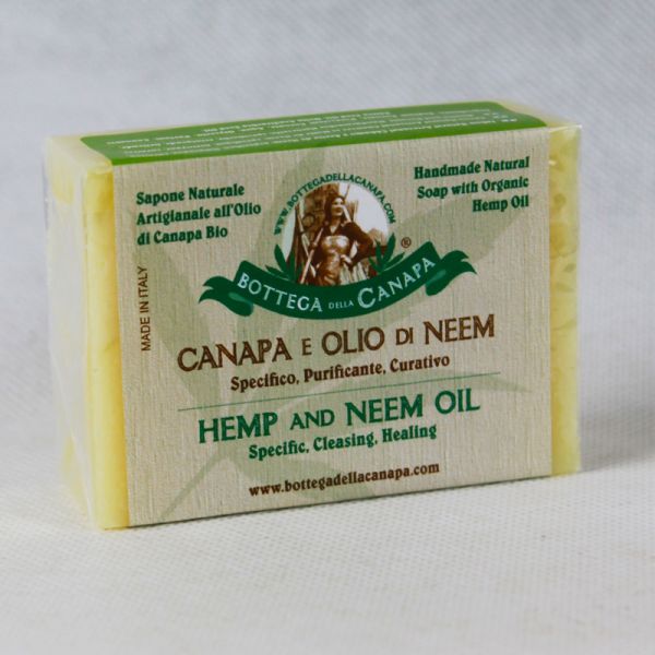 Sapone Naturale Canapa e Olio di Neem 100g – Sapone artigianale con olio di canapa e neem, purificante e protettivo
