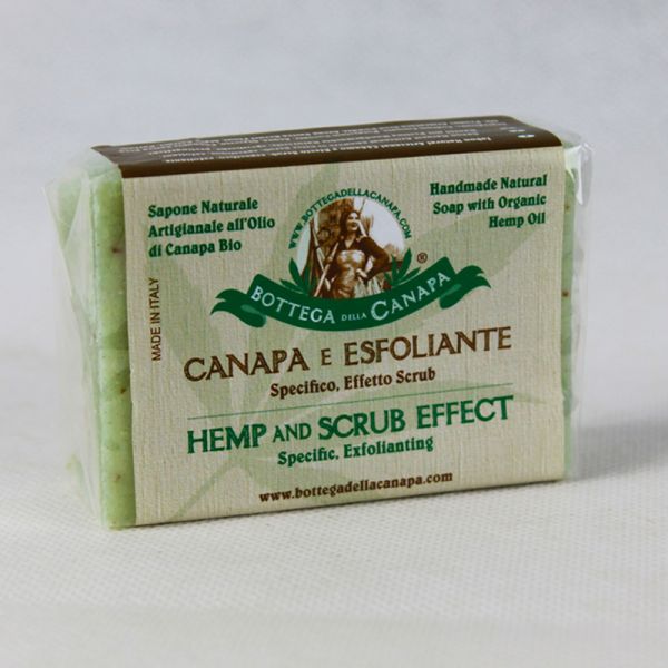 Sapone Naturale Canapa e Esfoliante 100g – Sapone artigianale con olio di canapa ed esfoliante naturale, purificante
