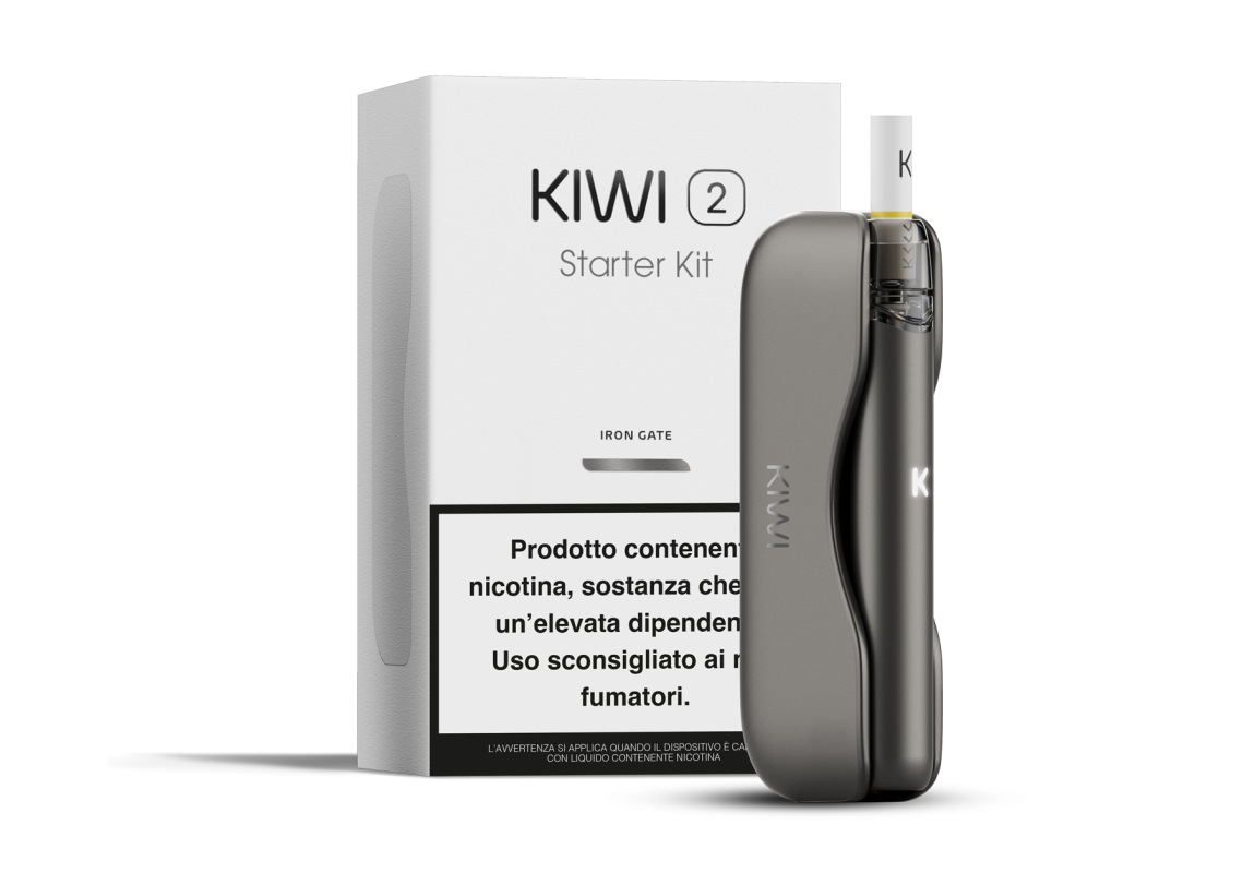 Kiwi 2 Iron Gate – Sigaretta elettronica nera con powerbank magnetico 1800mAh in alluminio anodizzato
