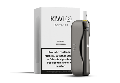 Kiwi 2 Iron Gate – Sigaretta elettronica nera con powerbank magnetico 1800mAh in alluminio anodizzato
