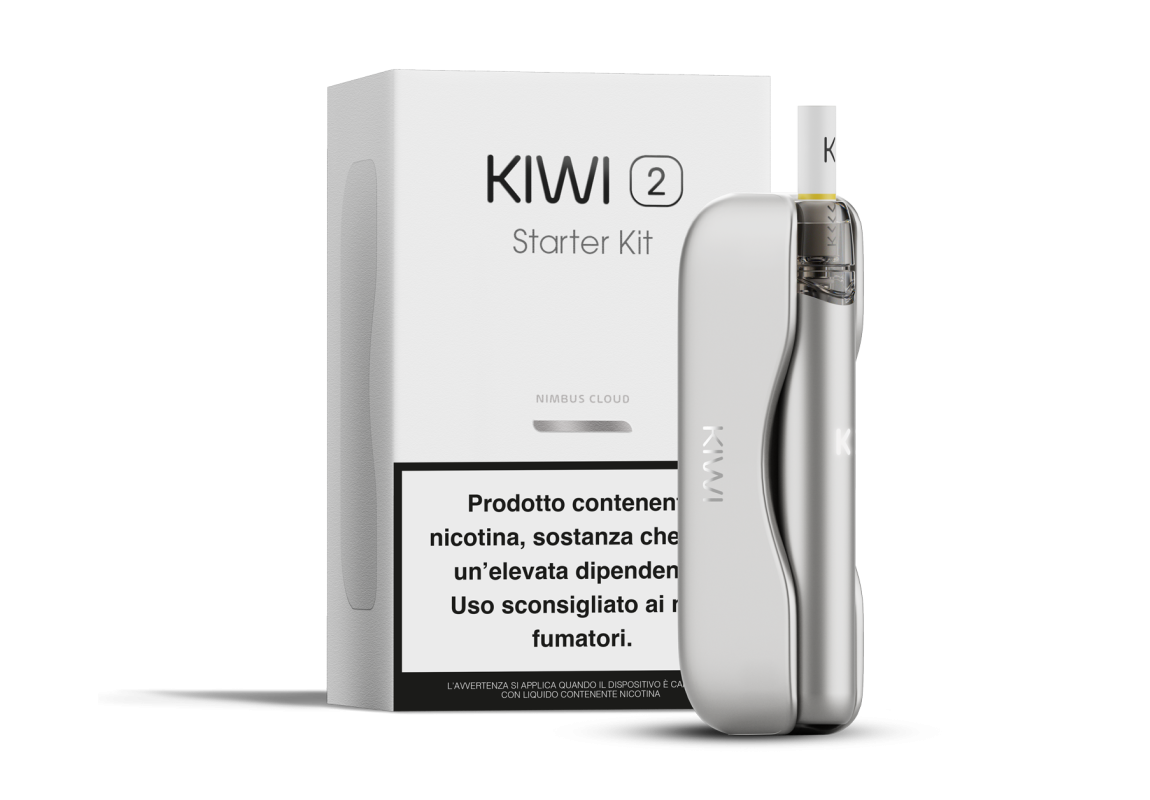 Kiwi 2 Nimbus Cloud – Sigaretta elettronica grigia con powerbank magnetico 1800mAh in alluminio anodizzato
