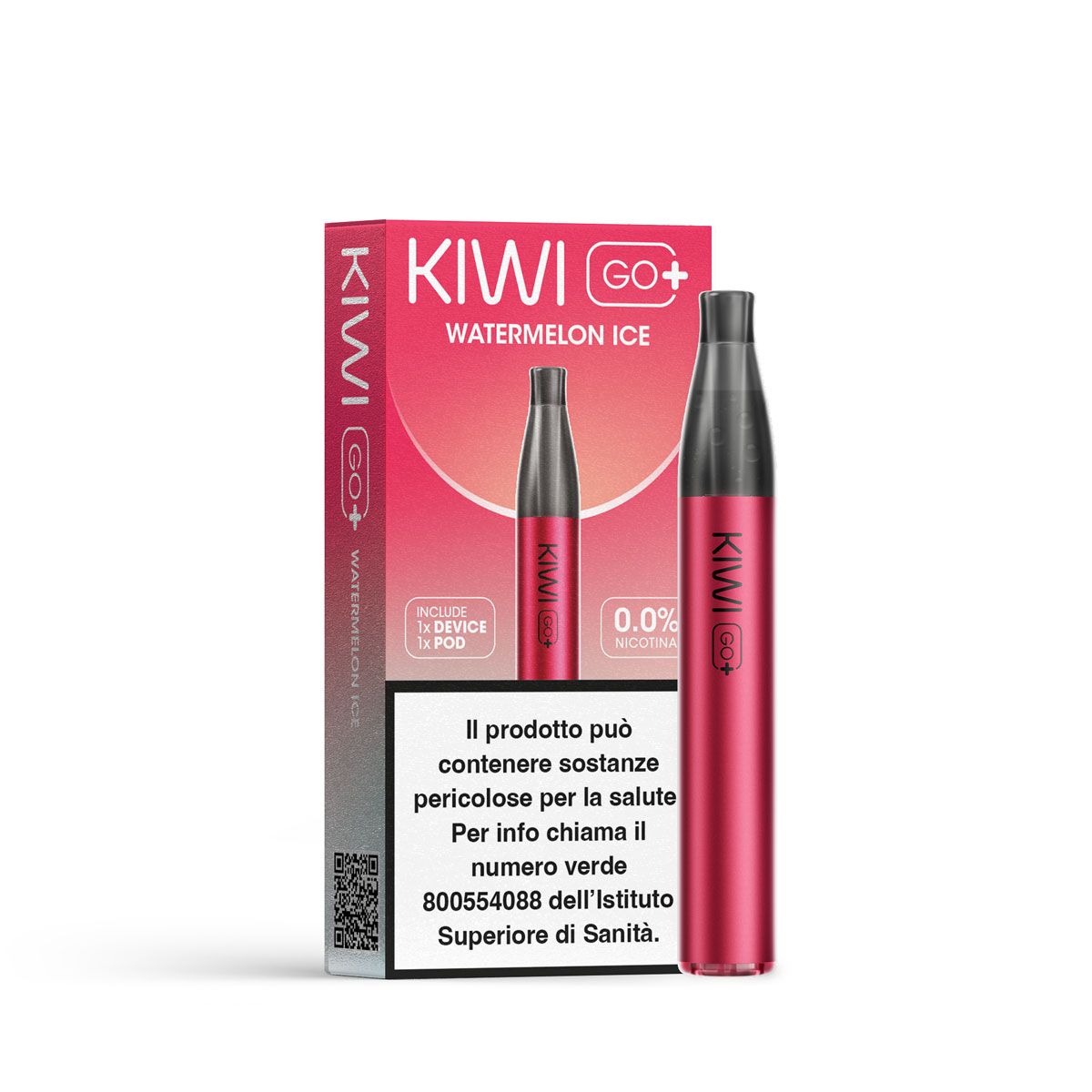 Kiwi Go+ Watermelon Ice – Sigaretta elettronica ricaricabile 500mAh con pod 2ml gusto anguria ghiacciata senza nicotina
