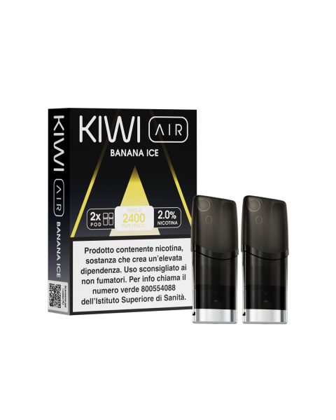 Kiwi AIR Pod Banana Ice – Pod precaricata 2ml 1200 puff gusto banana ghiacciata senza nicotina
